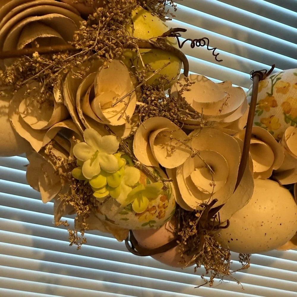 Yellow and Pink Holiday Wreath with Festive Accents